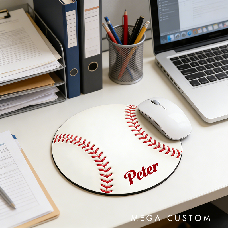Personalized Baseball Mouse Pad with Custom Name Design