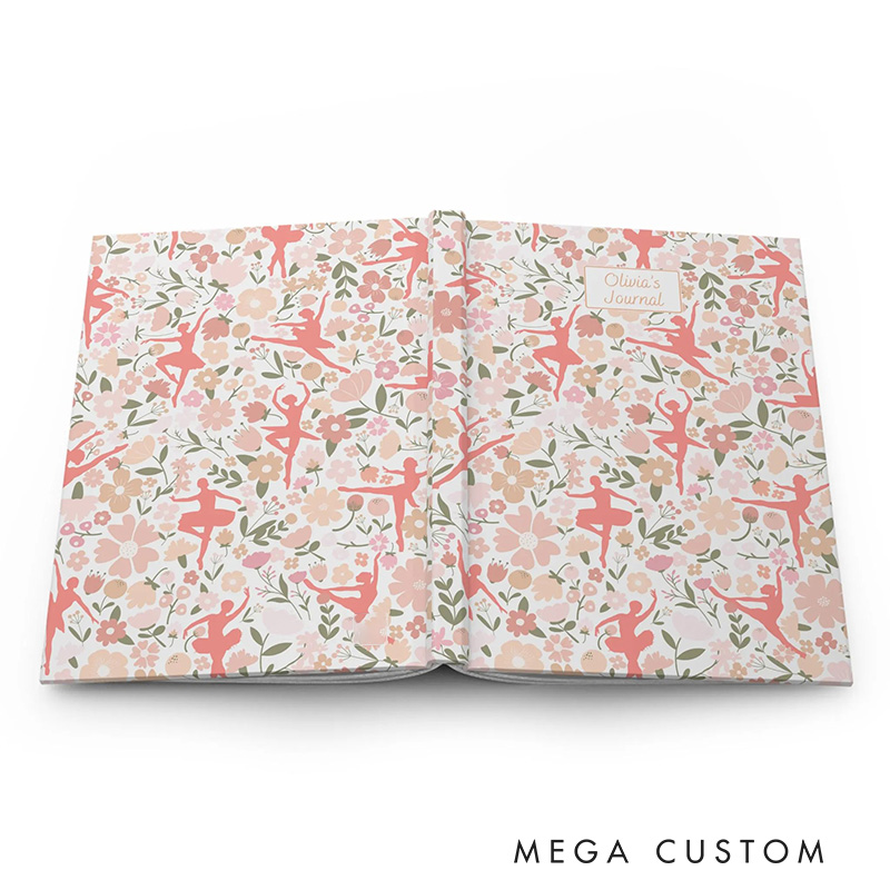 Personalized A5 Flora Ballet Hardcover Journal Custom Ballerina Notebook Choreography Studio Dancer Gift Recital or Team Gift for Ballerinas