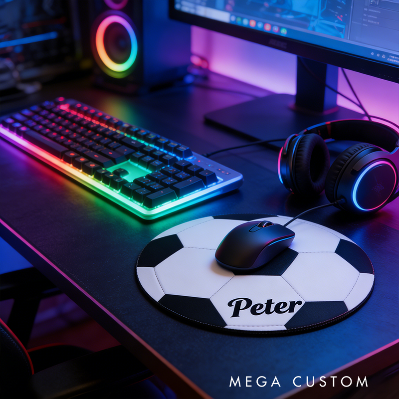 Personalized 3D Printed Soccer Mouse Pad with Custom Name Design