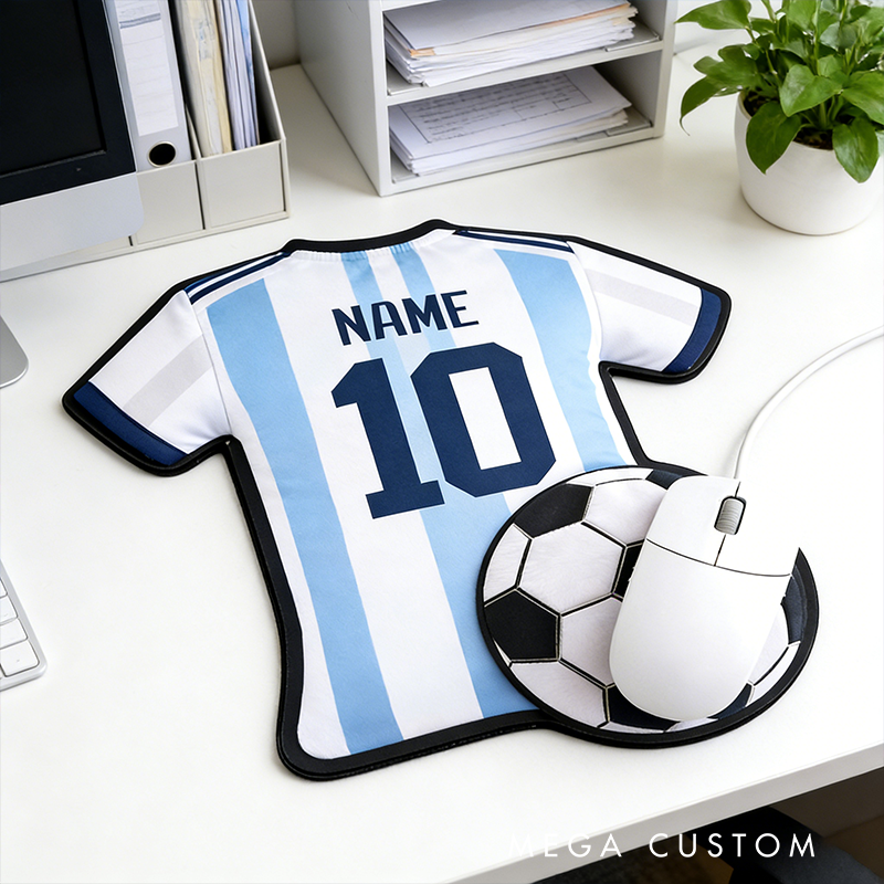 Personalized Soccer Jersey Mouse Pad with Custom Name and Number Design