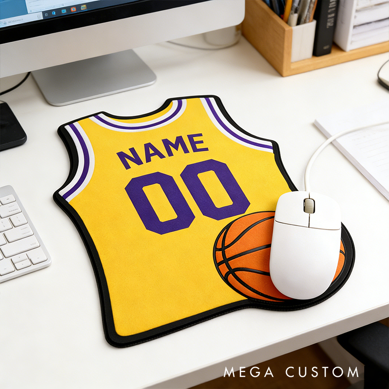 Personalized Basketball Jersey Mouse Pad with Custom Name and Number Design