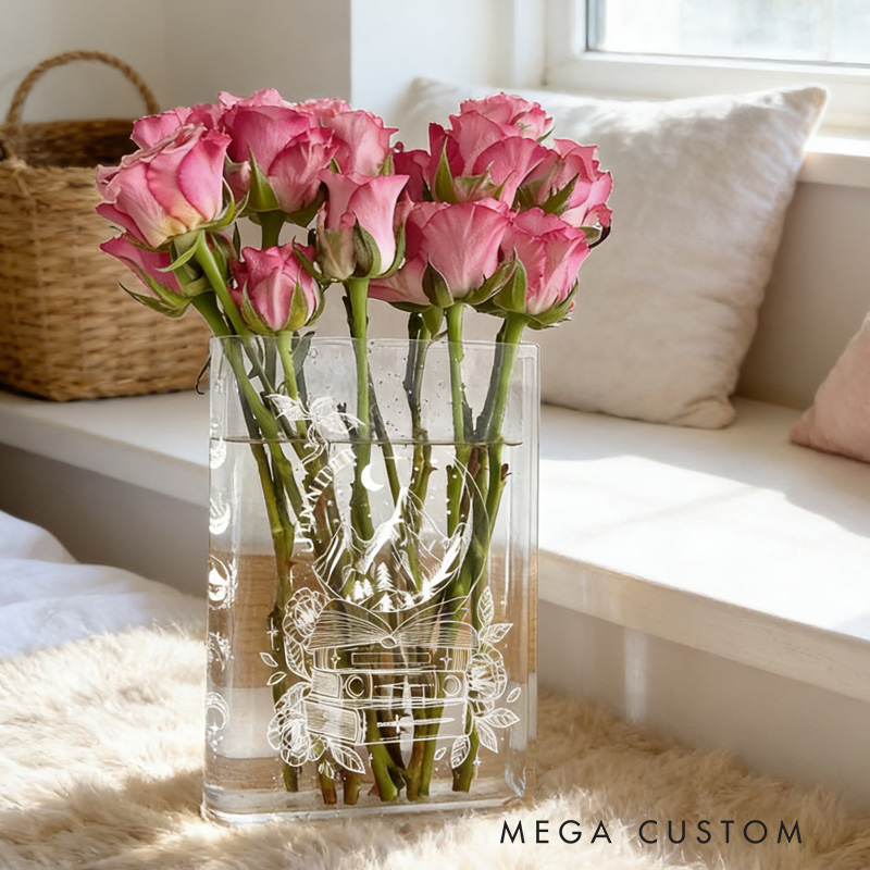 Personalized Dragon Book Vase Floral Acrylic Book Vase with Name Floral Bookshelf Vase Gift for Librarians Book Lovers Reader Bookish