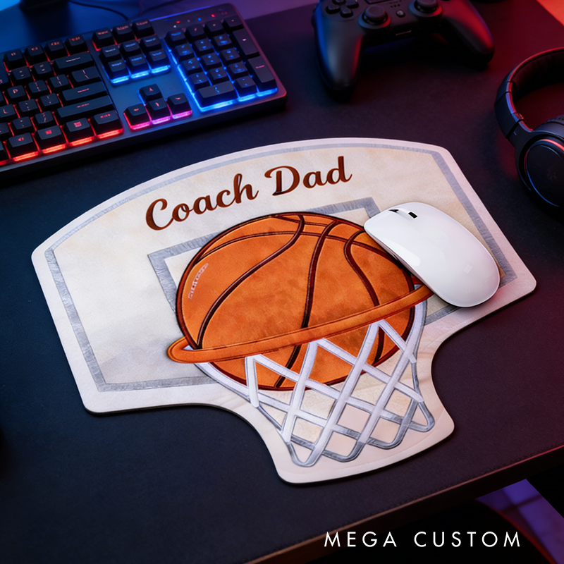 Personalized 3D Printed Basketball Hoop Mouse Pad with Custom Text Design