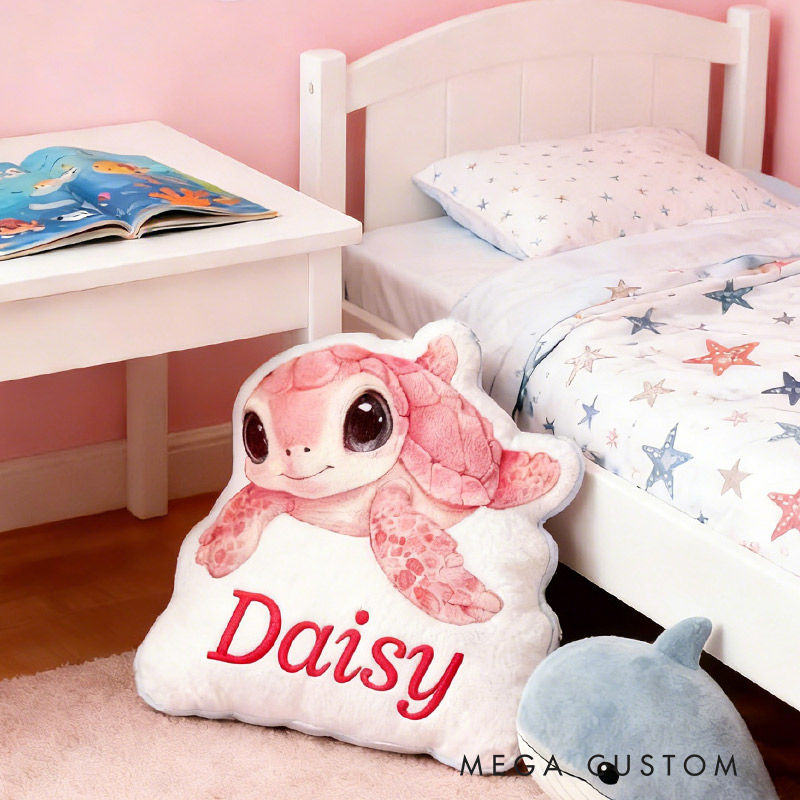 Personalized Pink Voyage Turtle Pillow Graphic 3D Print Pillow for Travel Lovers
