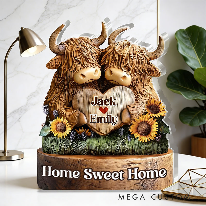 Personalized Home Sweet Home Plaque Shaped Squared Acrylic Plaque From The Highlands With Love Housewarming Gift Valentine's Day Gift