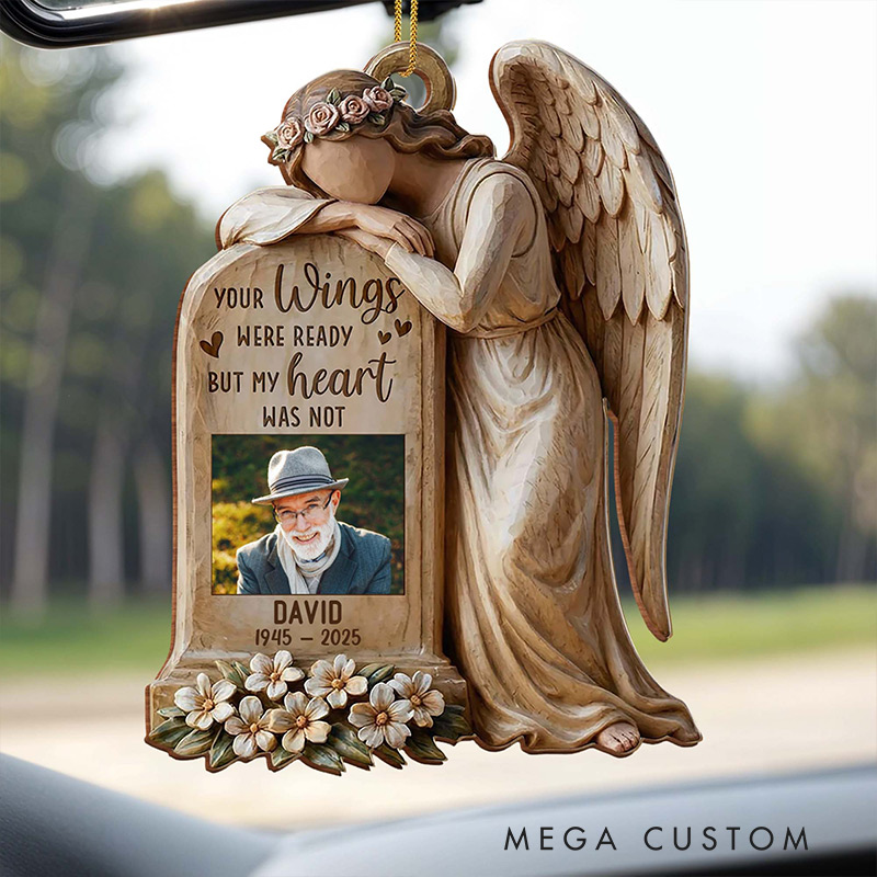 Personalized Wood Ornament Your Wings Were Ready But My Heart Was Not Angel Ornament 3D Effect Remembrance Gift for Family