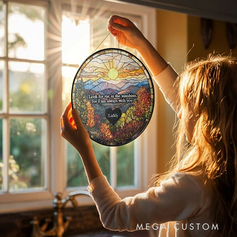 Personalized Memorial Stained Glass Suncatcher Lightcatcher Loss of Loved One Window Decor Sympathy Gift Memorial Suncatcher