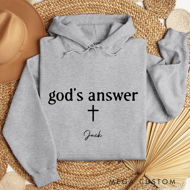 Personalized God's Plan God's Answer Matching Couple Christian Classic Hoodies with Custom Name Religious Gift Valentine Day Gift for Couple