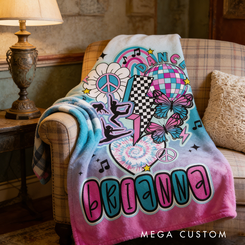 Personalized Name Gradient Hipper Dance Blanket Gift for Her