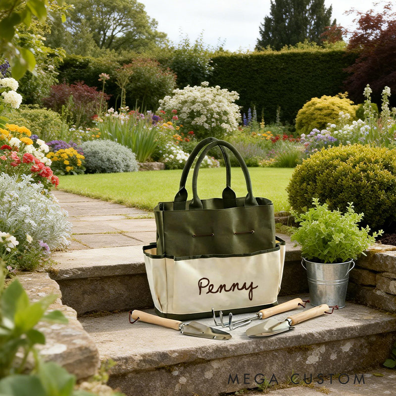 Personalized Garden Tote Set Tote Bag with Name for Gardener and Gardening Lovers