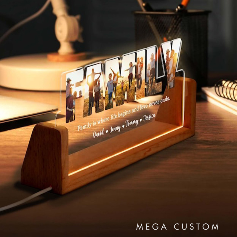 Personalized Family Photos Collage Night Light Led Light Gift for Mom Family Keepsake Gift Daughter Son Gift Gift For Dad Bedroom Decor