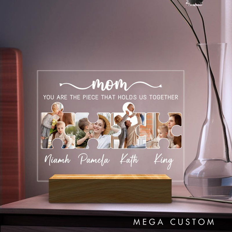 Personalized Puzzle Family Photo Lamp Custom Mother's Day Night Light Gifts for Mother Warm Parent-Child Photo Lamp Best Gifts for Her