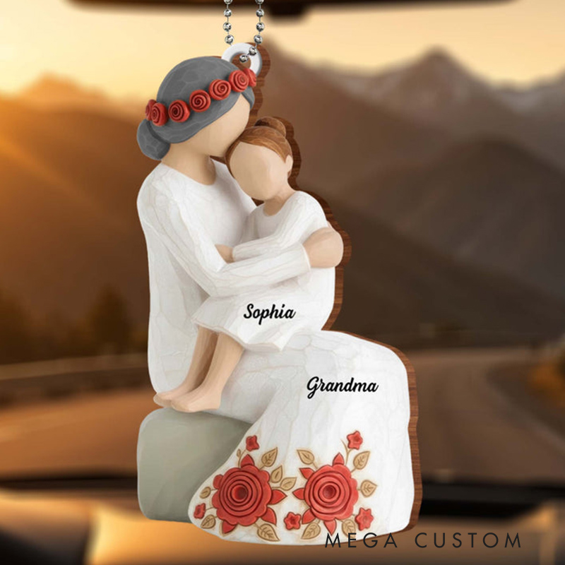 Personalized Wood Ornament A Beautiful Bond Between Generations with Flowers Gift for Granddaughters and Grandmas
