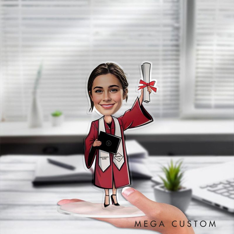 Personalized Graduation Gifts Custom Acrylic Figurine Caricature Desk Name Plate Keepsake for Graduates