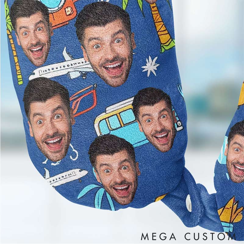 Personalized Funny Couple Summer Travel Photo U-Shaped Neck Pillows for Travel Lovers