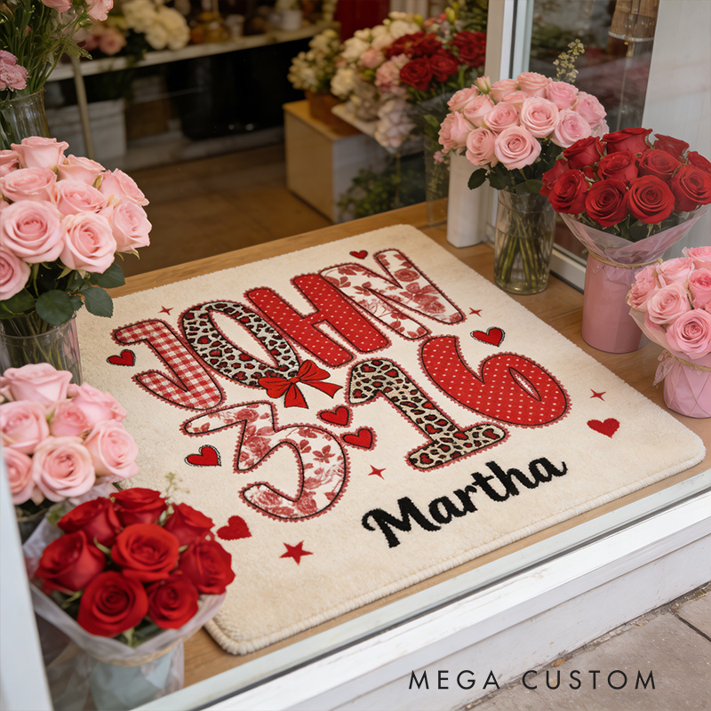 Personalize John 3:16 Christian Valentine Rug with Custom Name Preppy Valentine Bible Verses Rug Coquette Valentine Gift for Her Bible Gift
