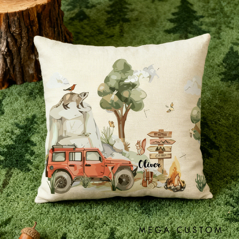 Personalized Adventure Camping Pillow Custom Kid Outdoor Pillow Children's Room Decor Outdoor Camping Lover