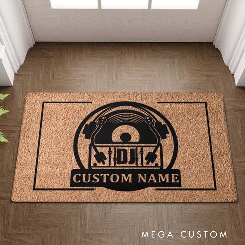 Personalized the DJ Minimalist Doormat Mid Music Family Door Mat Welcome Mat for Music Lovers Housewarming Gifts