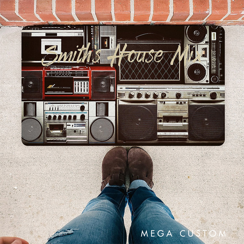 Personalized Radio Player Rug for Music Lovers Gift for Kids Singer Music Studio