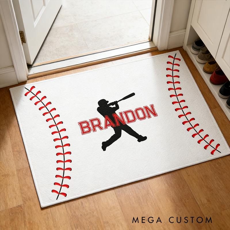 Personalized Baseball Rug with Custom Name Design for Sports Enthusiasts