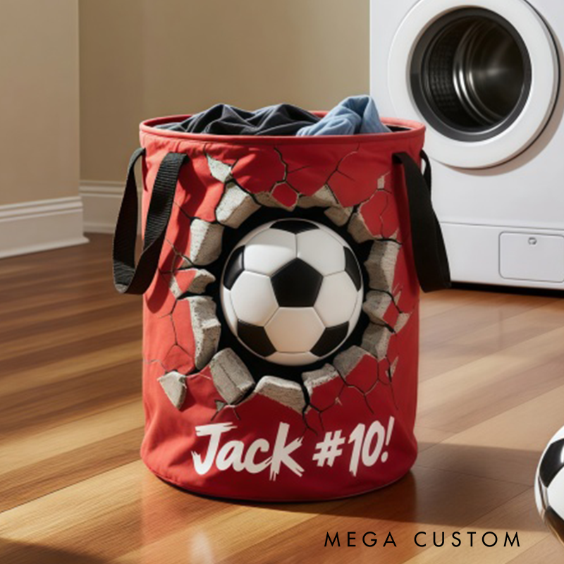 Personalized Soccer Storage Basket with Custom Name and Number Design for Fans