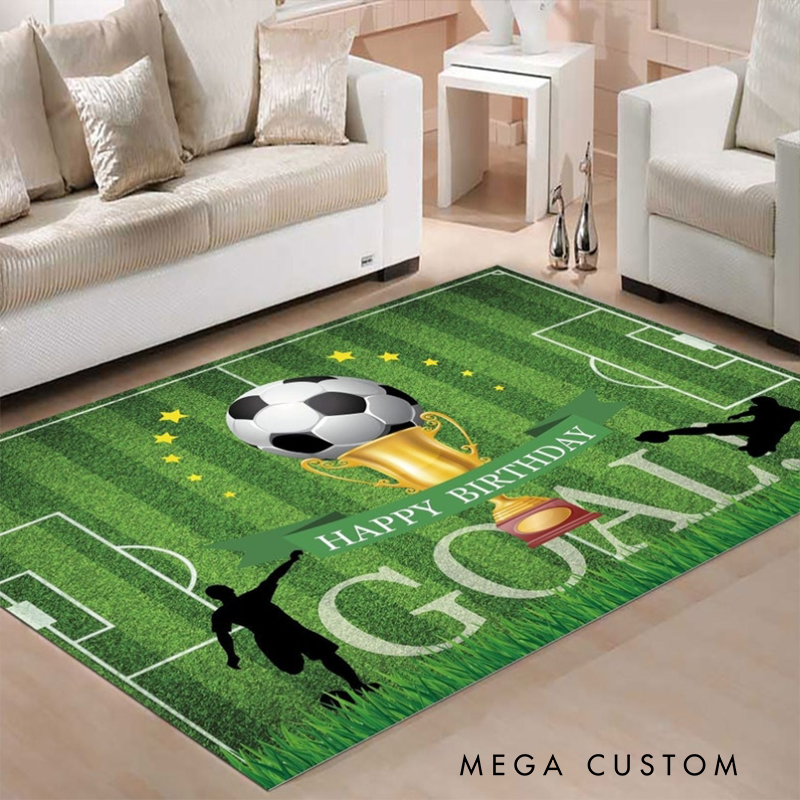 Personalized Soccer Rug with Custom Message Design for Fans