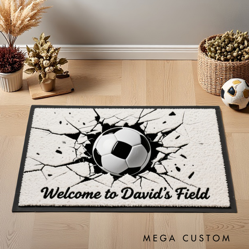 Personalized Soccer Door Mat with Custom Text for a Unique Entryway