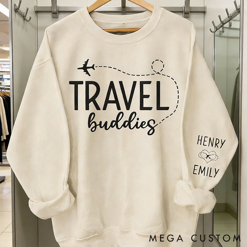 Personalized Classic Sweatshirt with Sleeve Design-Perfect Gift for Adventure Lovers, Anniversaries, Valentines and Holidays