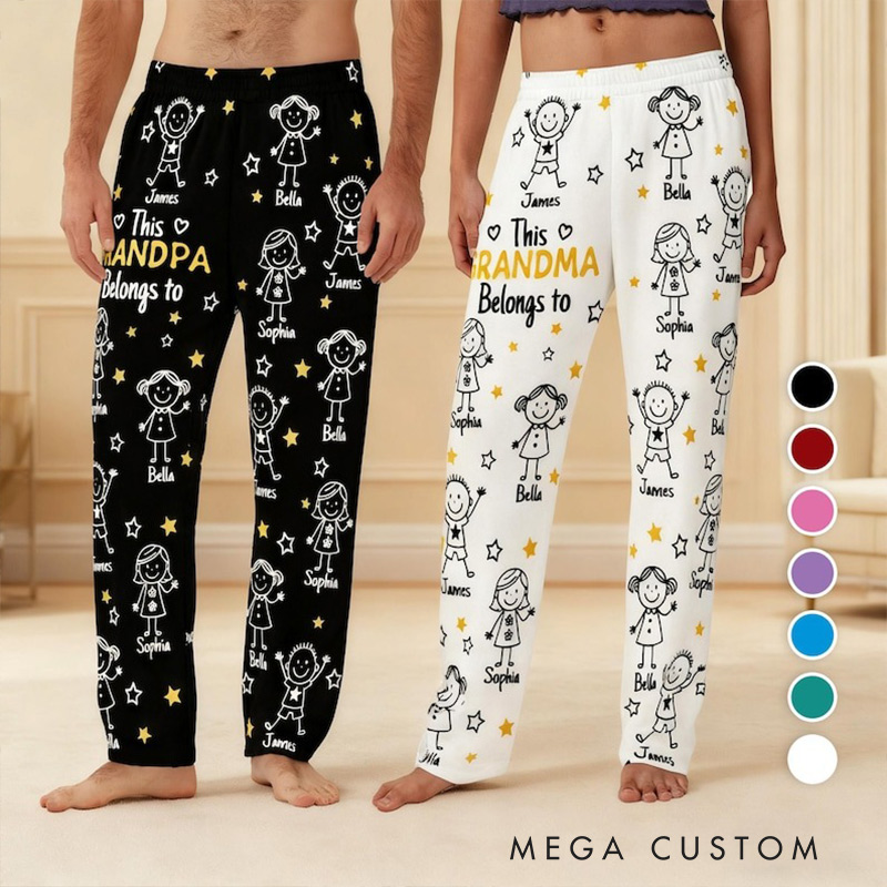 Personalized Name Pajamas Pants This Grandpa Belongs to Pajama Pants Gifts for Grandma Grandpa