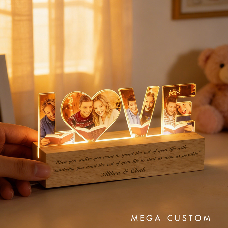 Personalized Reading Couple Night Light Mimi Light Night Light with Name and Base Home Decor Anniversary Valentine's Day Gift for Girls Wife