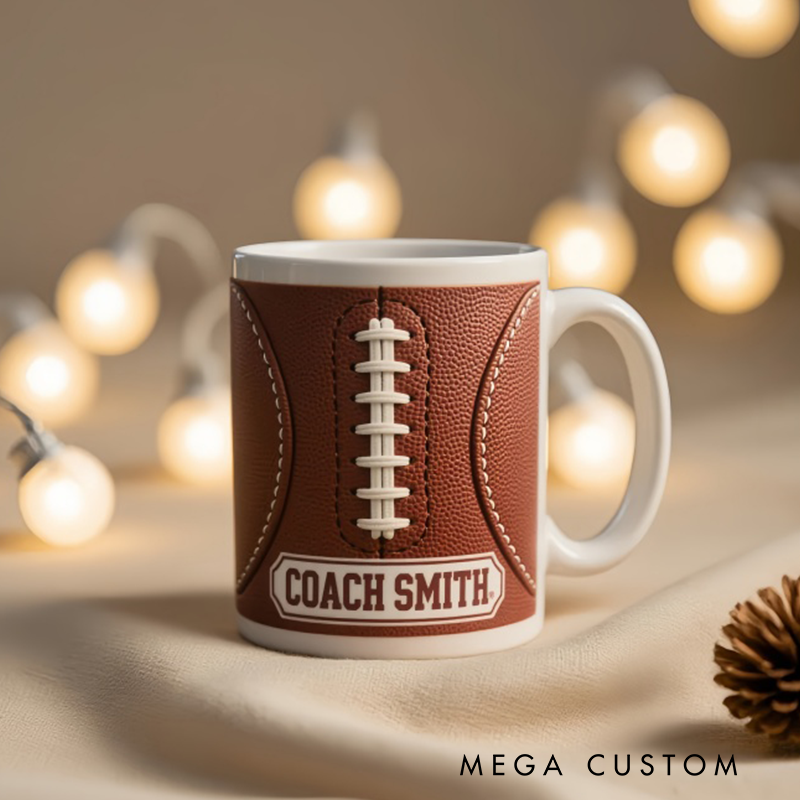 Personalized American Football Mug with Custom Name for Fans and Enthusiasts