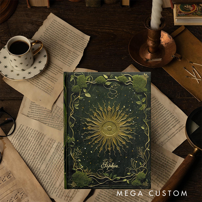Personalized Sunroot & Moss Spellbook Hardcover Journal Forest Witch Notebook Magic Lover Gift Goblincore