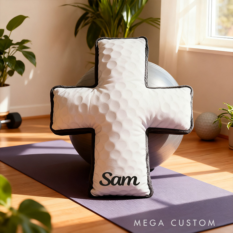 Personalized Golf Ball Cross Pillow with Custom Home Decor Graphic 3D Print Pillow Christian Sports Gift Religious Gift for Golf Lover