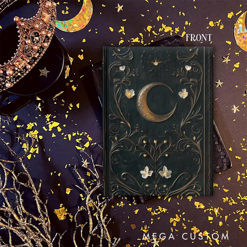 Personalized Dark Celestial Grimoire Spellbook Hardcover Journal Witch Notebook Magic Lover Gift