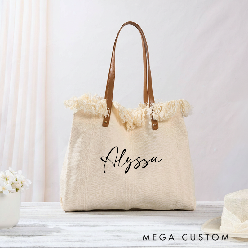 Personalized Canvas Tote Bag with Name Custom Name Bag Canvas Tote Bag Gift for Her Gift for Mother Wife