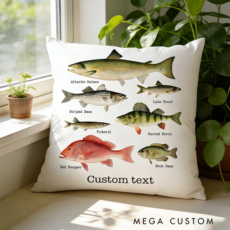 Personalized North American Fish Kids Pillow Cute Fish Pillow Cute Fishing Pillow Kid Gift for Fishing