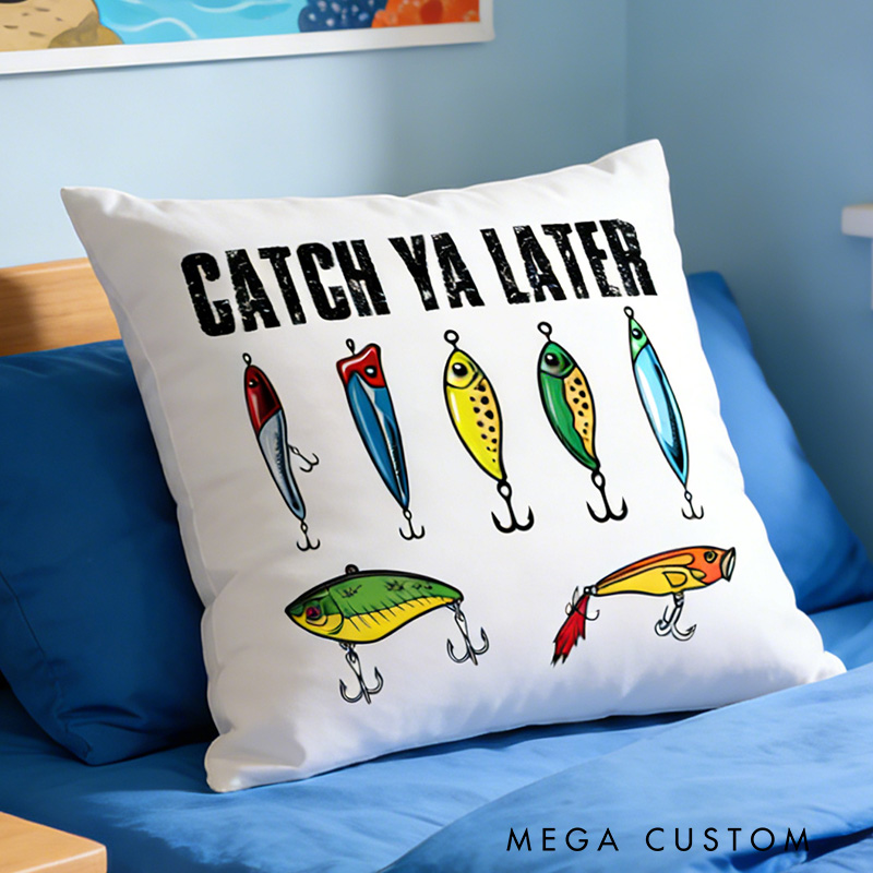 Personalized Fishing Lure Kid Pillow Fish Lover Pillow Boys Girls Family Fishing Gift for Kid