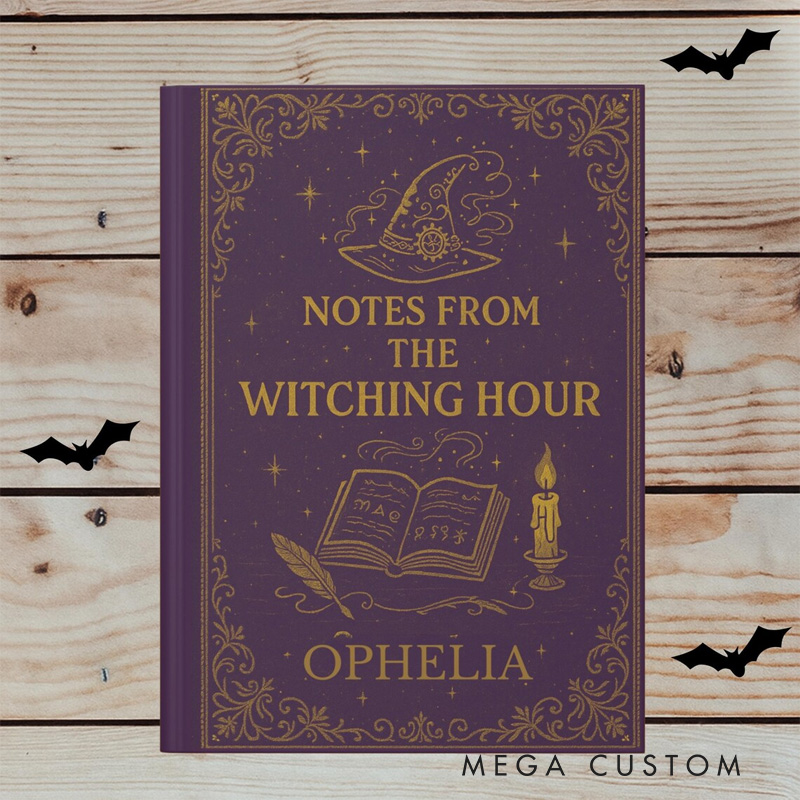 Personalized Dark Academia Hardcover Journal Witching Hour Notebook Magic Lover Gift Manifestation Spell Book