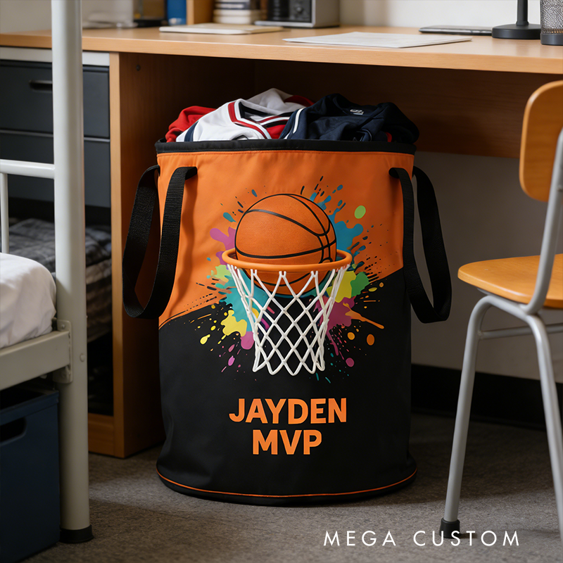 Personalized Basketball Laundry Hamper for MVPs with Custom Name Design