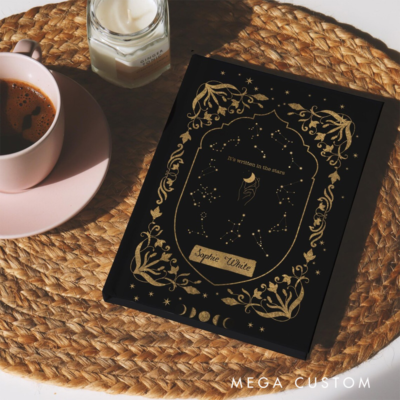 Personalized Stars & Moon Phases Book of Shadows Hardcover Journal Constellations Grimoire Witchy Tarot Notebook Magic Lover Gift Manifestation