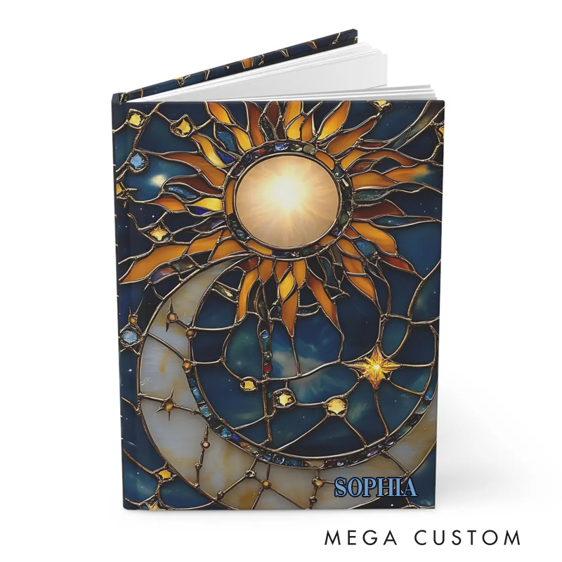 Personalized Graphic 3D Print Celestial Boho Lunar Space Hardcover Journal Witchy Notebook Magic Lover Gift Manifestation Spell Book