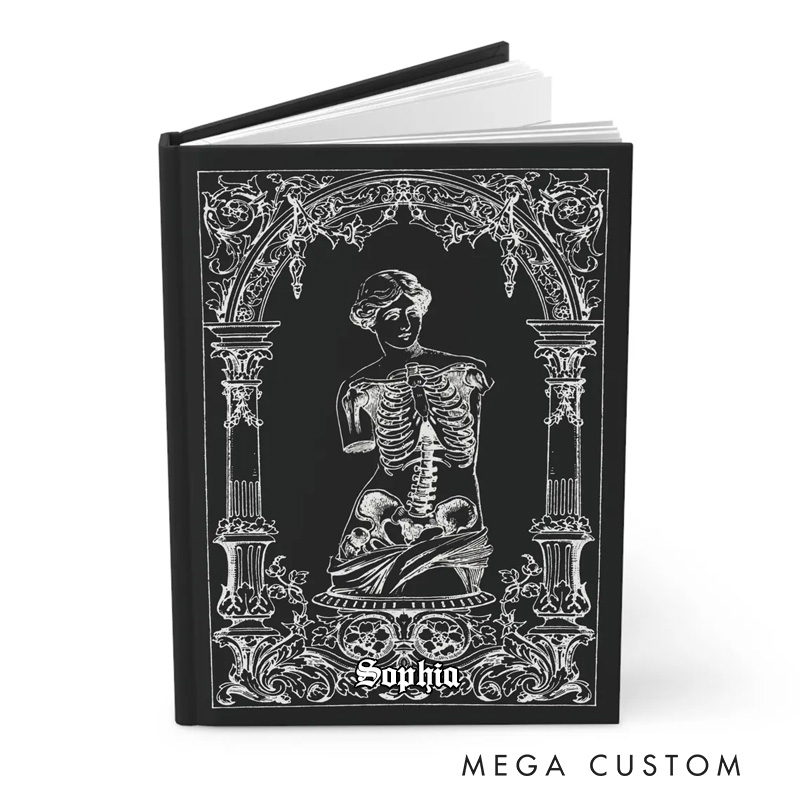 Personalized Dark Academia Macabre Skeleton Venus Hardcover Journal Witchy Notebook Magic Lover Gift Manifestation Spell Book