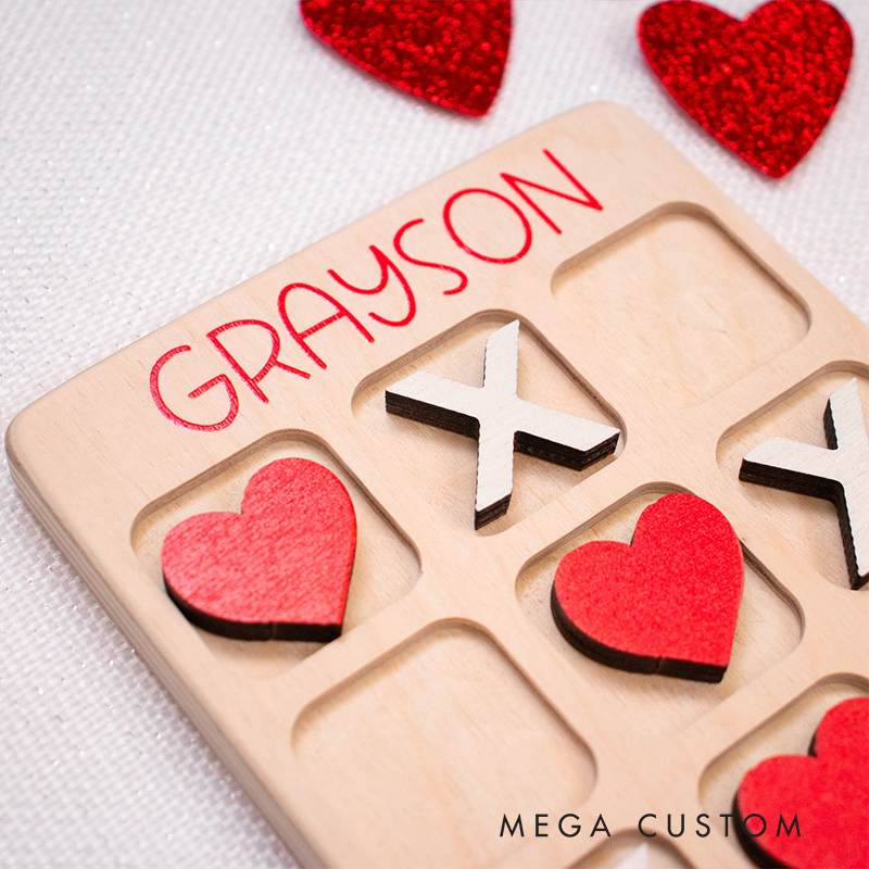 Personalized Tic Tac Toe Valentine Valentines Day Gift for Kids Valentines for Class Wooden Kids Game Fun and Educational Keepsake