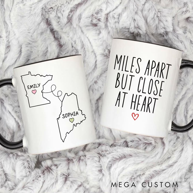 Personalized Long Distance State To State Mug Long Distance Friendship Gift for Traveling Lovers