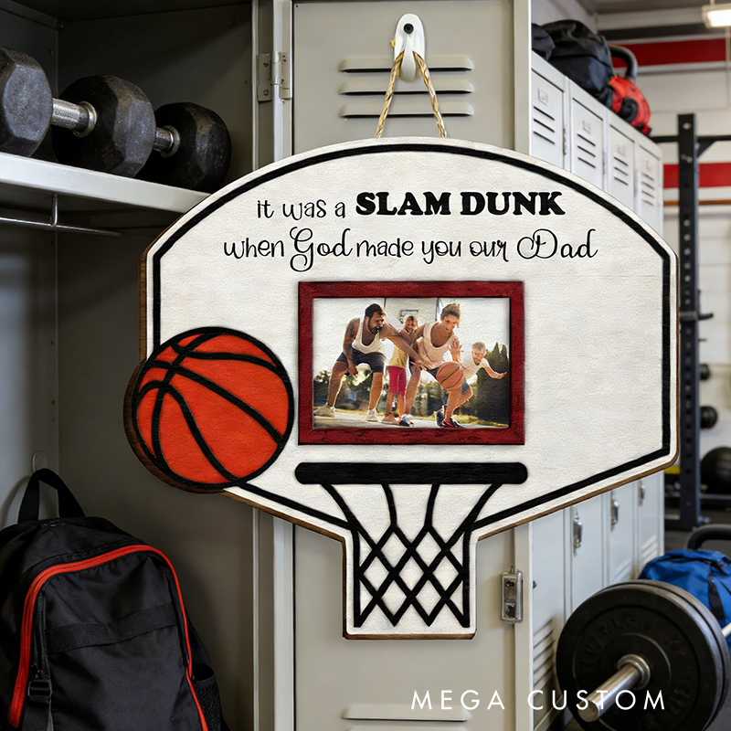 Personalized Basketball Hoop Photo Frame Wall Hanging  for Dad