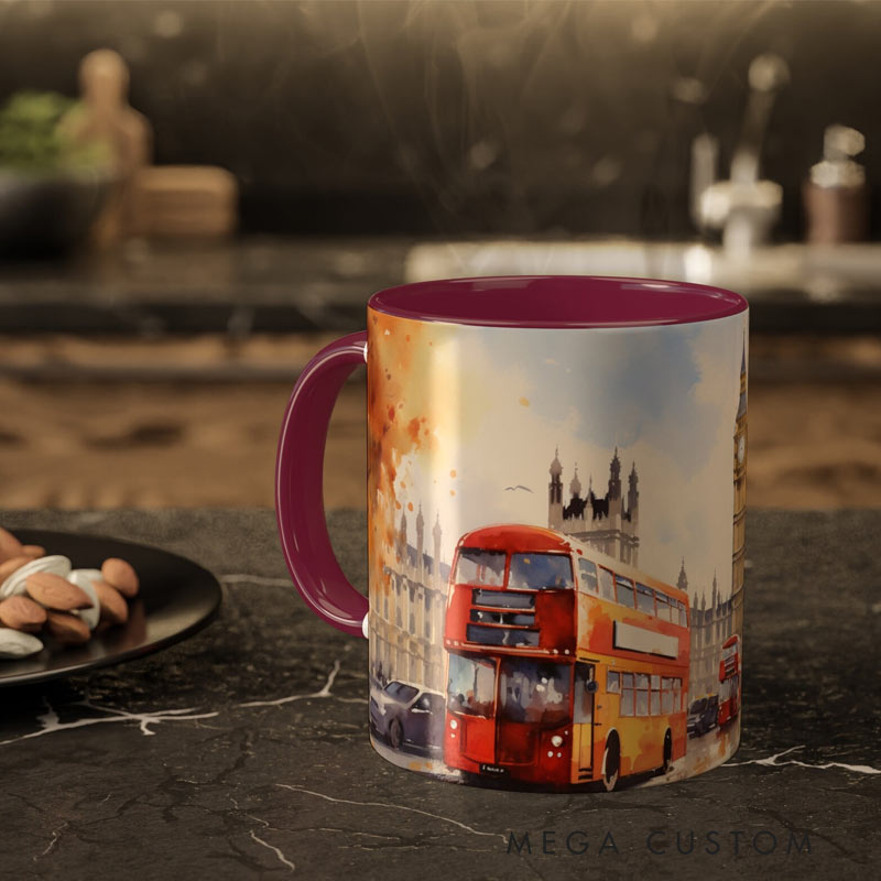 Personalized watercolor series Big Ben London Clock Tower mug for Traveling Lovers