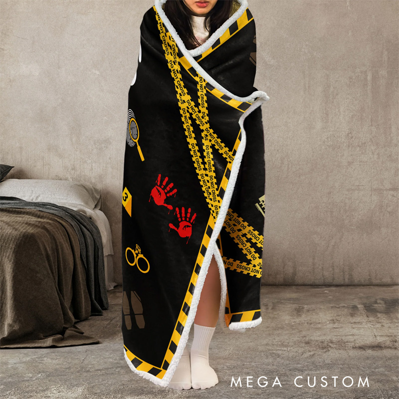 Personalized My Crime Watching Wearable Blanket Hoodie with Name Movie Lover Gift for Friends Birthday Gift