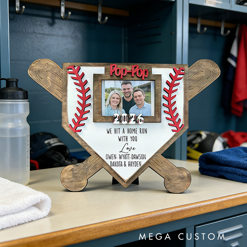 Personalized Baseball Home Plate Photo Frame with Custom Message for Family Memories