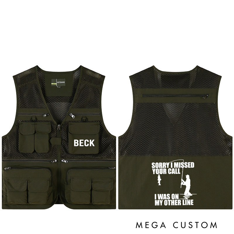 Personalized Fishing Vest with Humor Sorry I Missed Your Call I Was on My Other Line Vest Gifts Outdoor Fishing Gift
