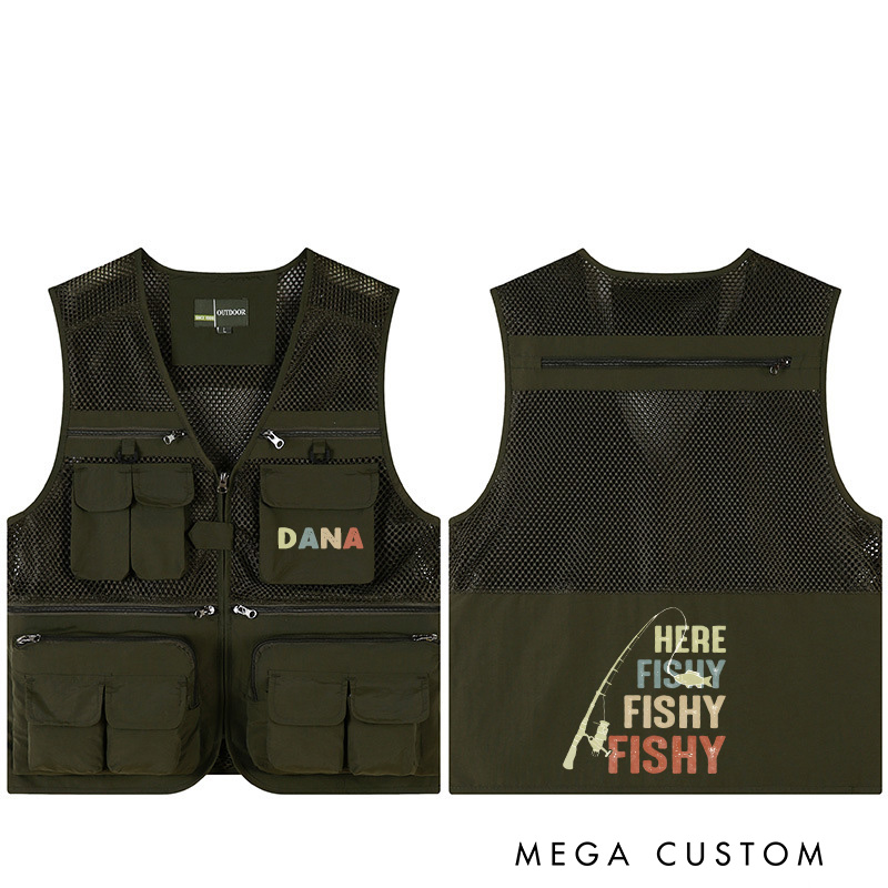 Personalized Fishing Vest with Fun Slogan Custom Hunting Fishing Lover Gift for Husband Him